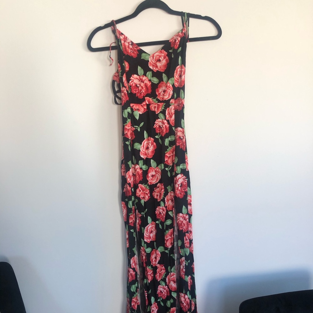 Floor length rose dress with slit